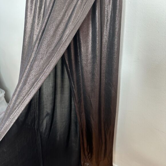 About Us Meredith Plunge Maxi Deep VNeck Sleeveless Shiny Bronze Metallic Small - Picture 7 of 16